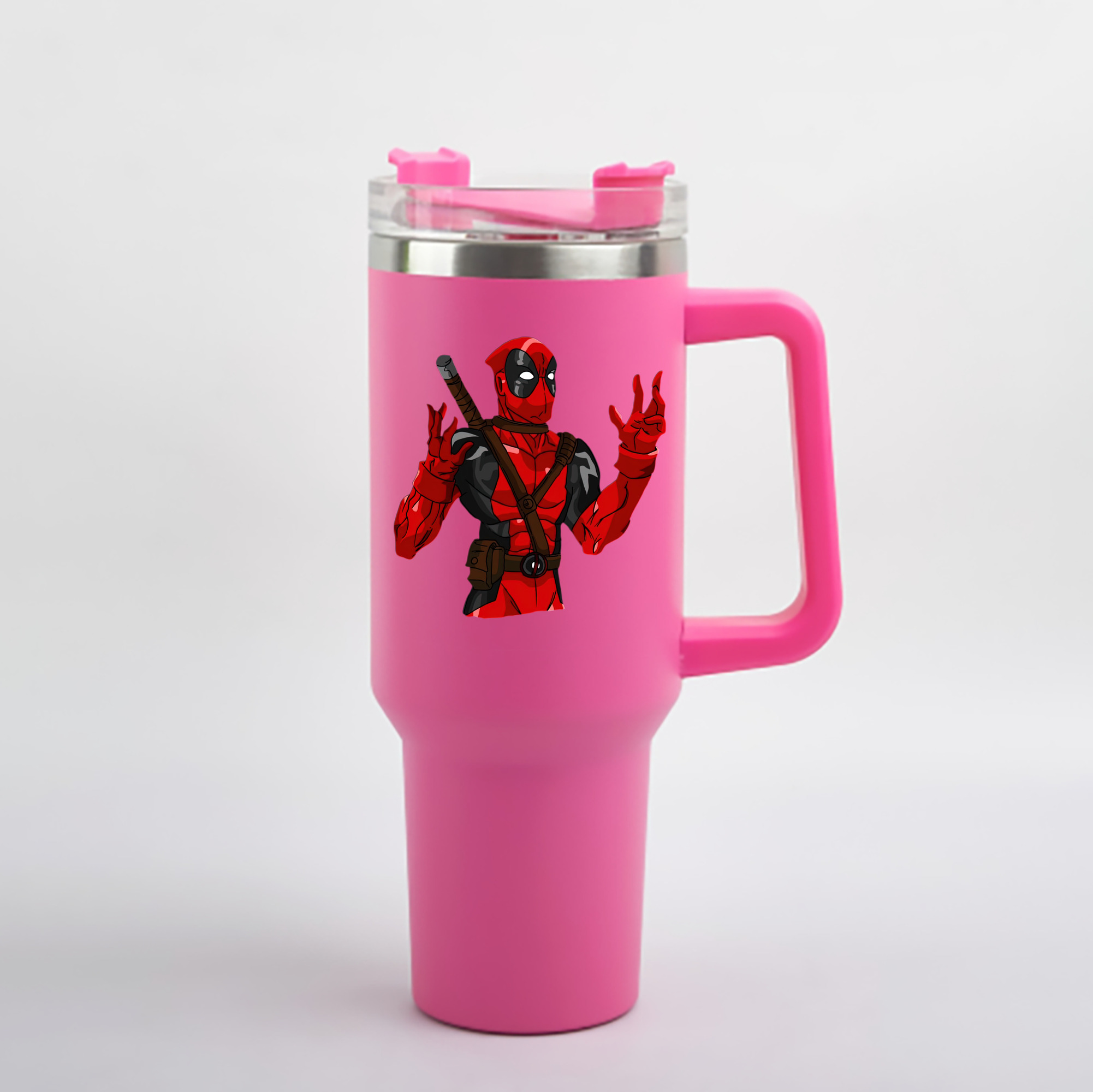 （画像用） Deadpool デッドプール 1200mL車用タンブラー - クリスタルステッカー（プラスチックストロー付き）